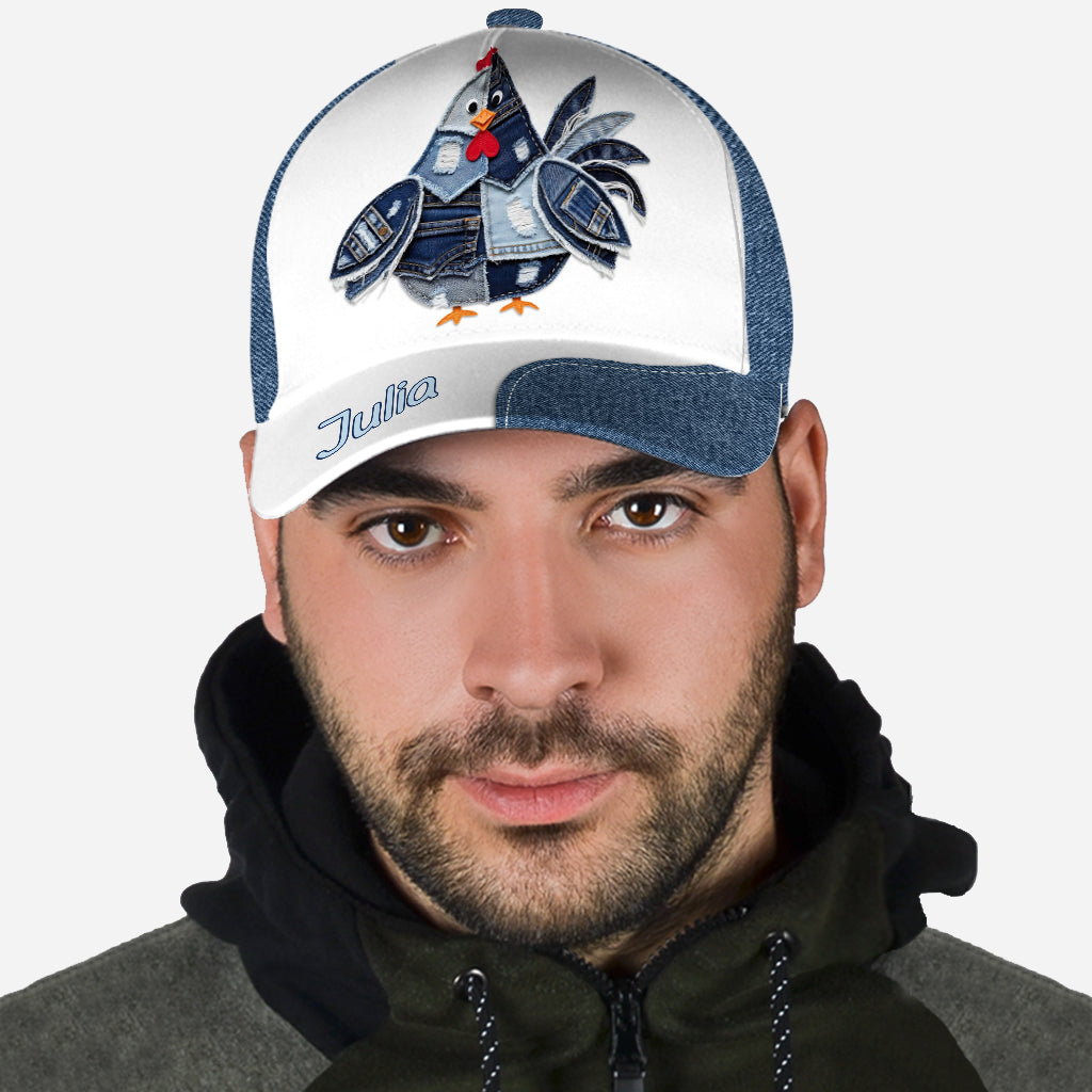 Just A Girl Who Loves Chicken - Denim Fabric Patches - Personalized Chicken Classic Cap