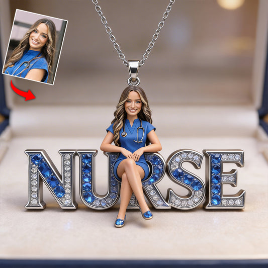 Proud Nurse - Personalized Nurse Shaped Metal Pendant Necklace