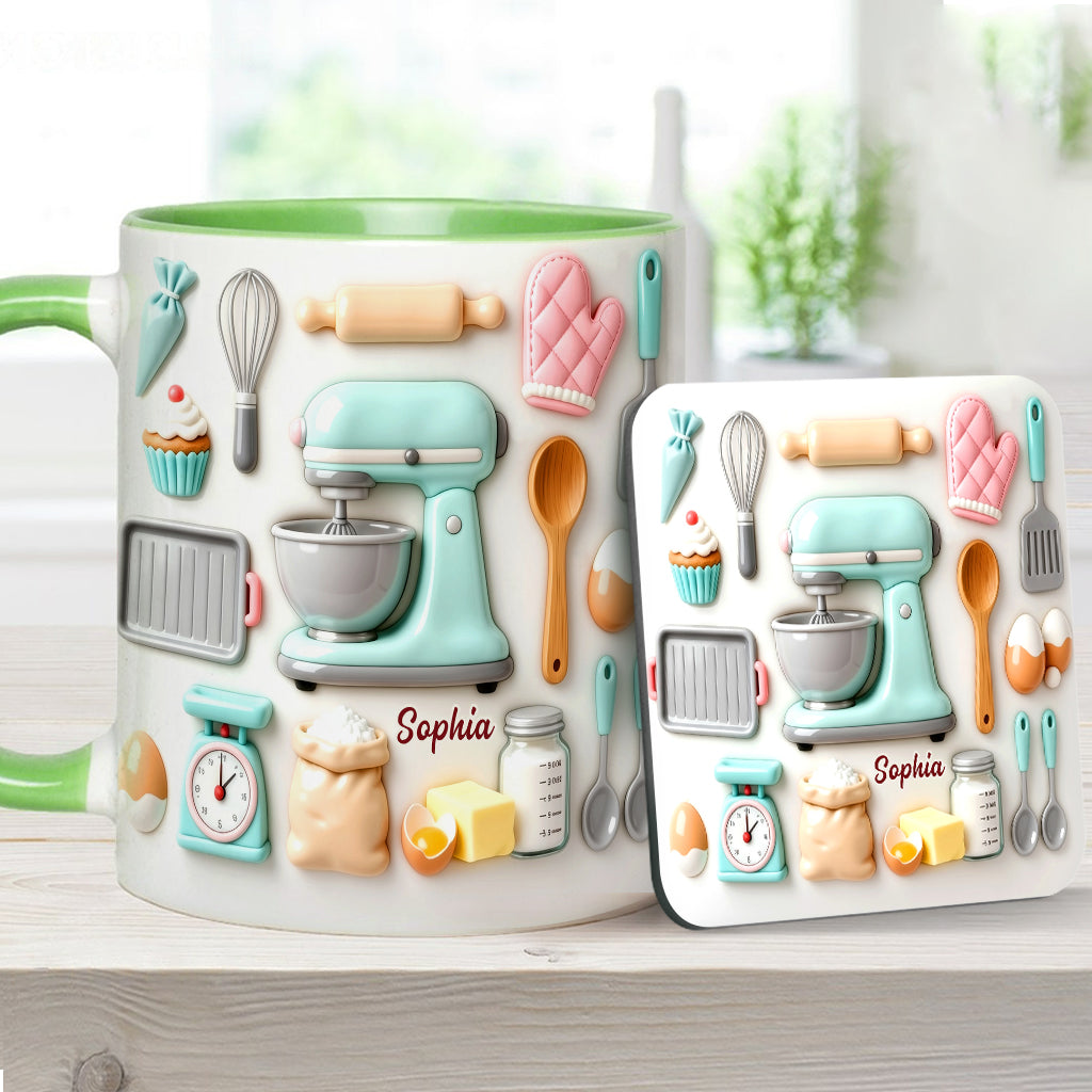 J'adore pâtisser - Mug et sous-verre personnalisés sur le thème de la pâtisserie