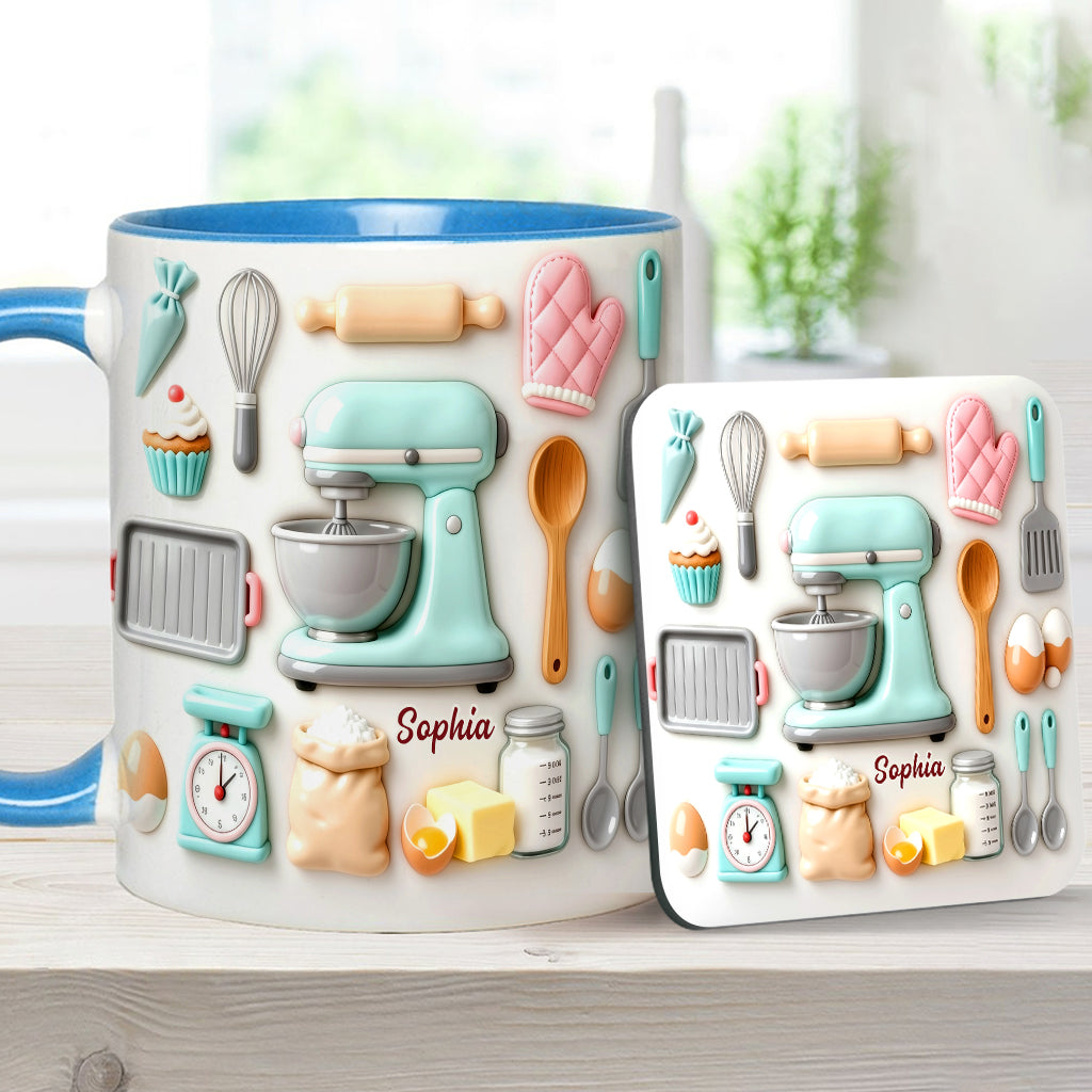 J'adore pâtisser - Mug et sous-verre personnalisés sur le thème de la pâtisserie