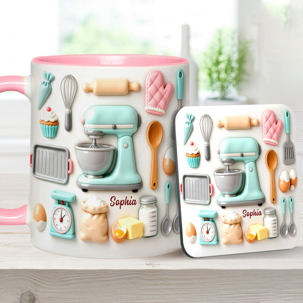 J'adore pâtisser - Mug et sous-verre personnalisés sur le thème de la pâtisserie