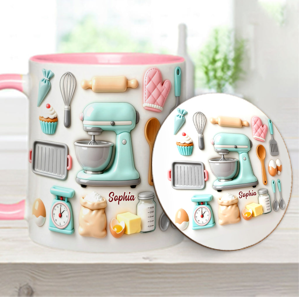 J'adore pâtisser - Mug et sous-verre personnalisés sur le thème de la pâtisserie