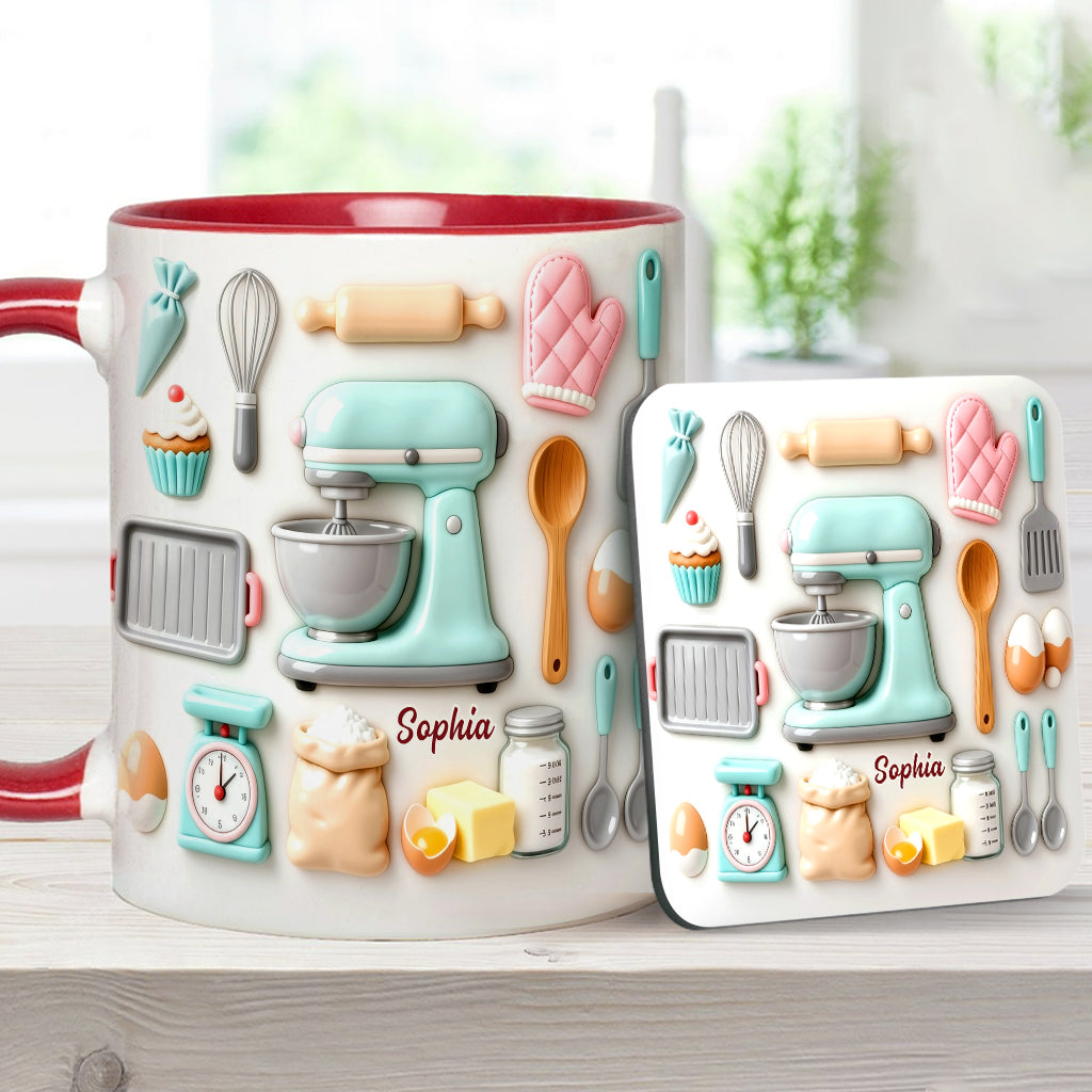 J'adore pâtisser - Mug et sous-verre personnalisés sur le thème de la pâtisserie