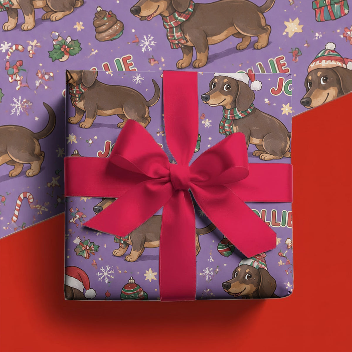 Cheerful Christmas - Personalized Dog Wrapping Papers