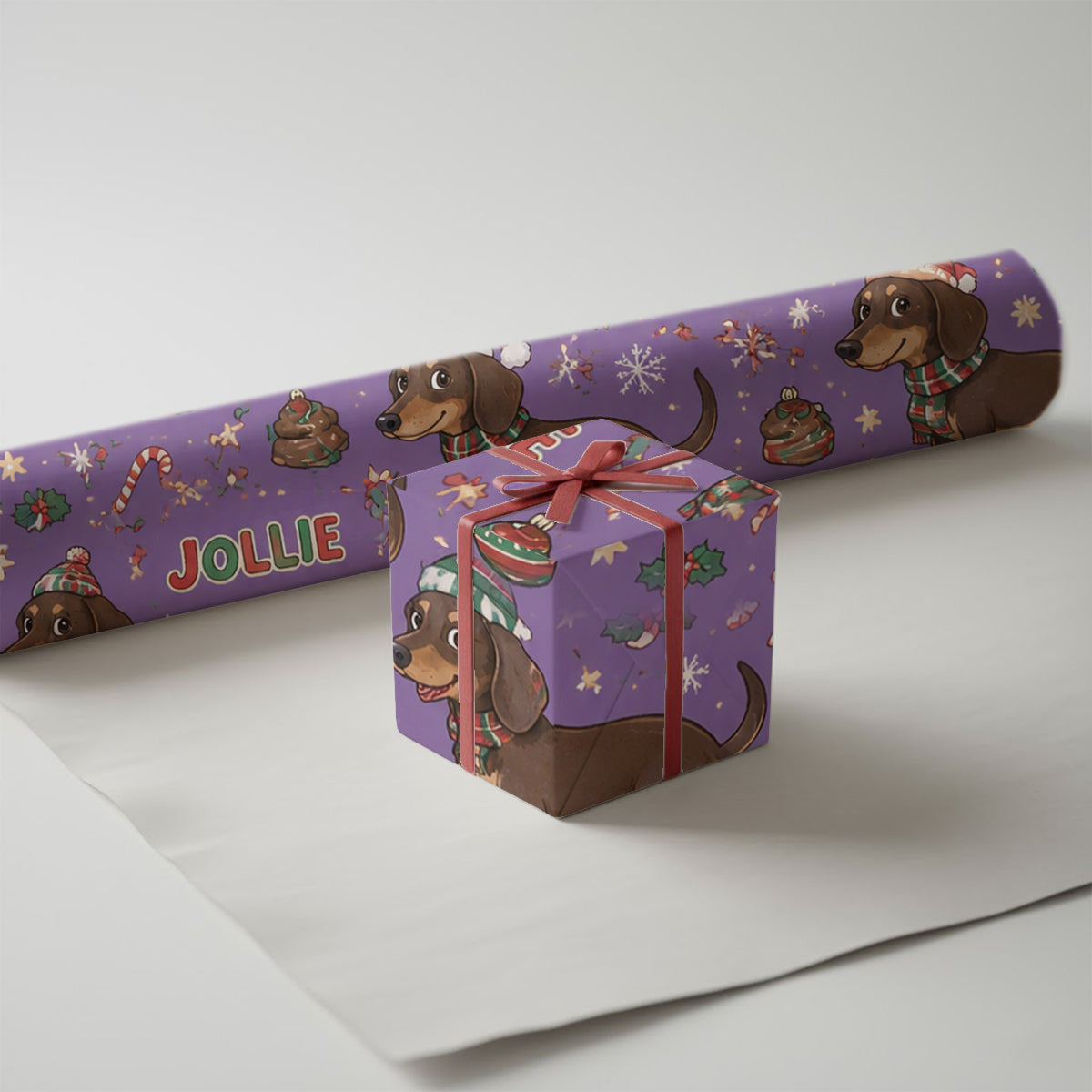 Cheerful Christmas - Personalized Dog Wrapping Papers