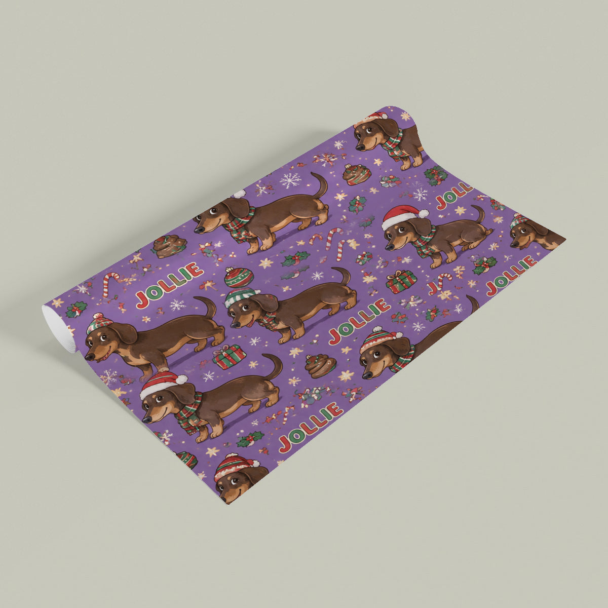 Cheerful Christmas - Personalized Dog Wrapping Papers