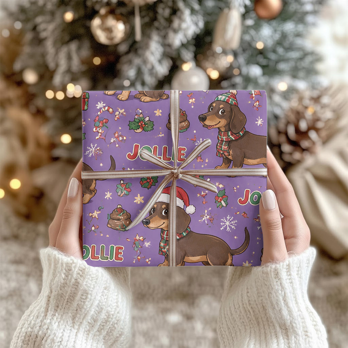 Cheerful Christmas - Personalized Dog Wrapping Papers
