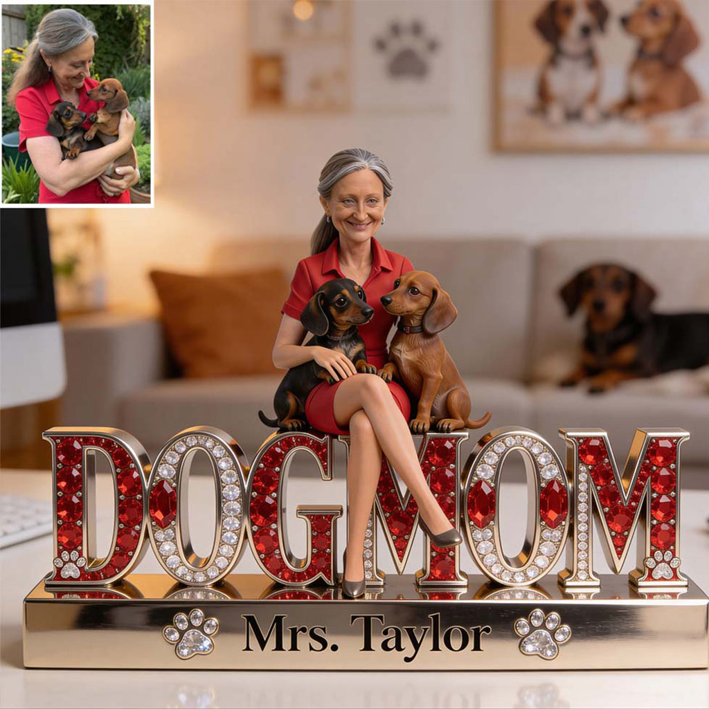 Bling Dog Mom - Plaque Acrylique Personnalisée en Forme de Chien