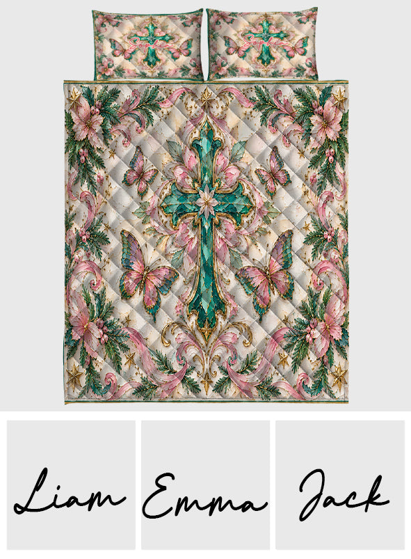 Merry Christmas - Personalized Christian Quilt Set