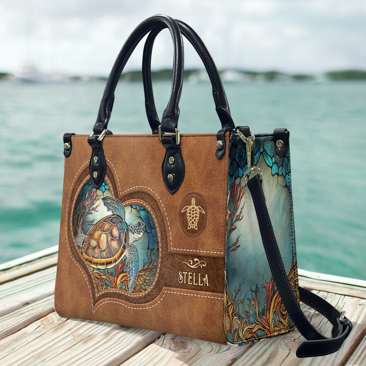 Amoureux des tortues - Sac à main personnalisé en cuir de tortue
