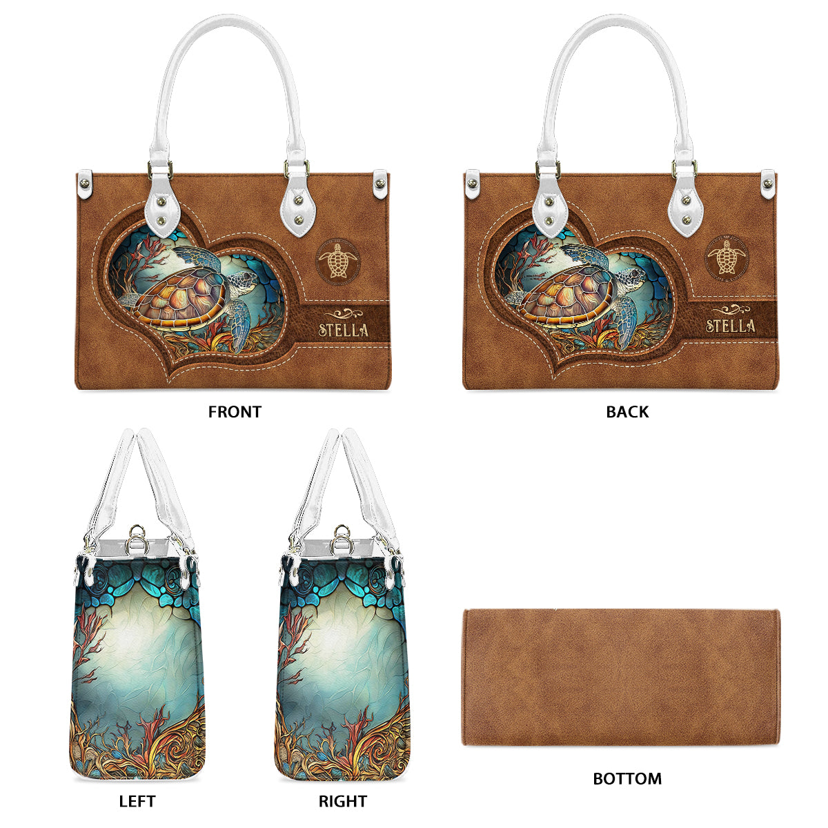 Amoureux des tortues - Sac à main personnalisé en cuir de tortue
