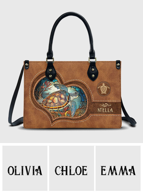 Amoureux des tortues - Sac à main personnalisé en cuir de tortue