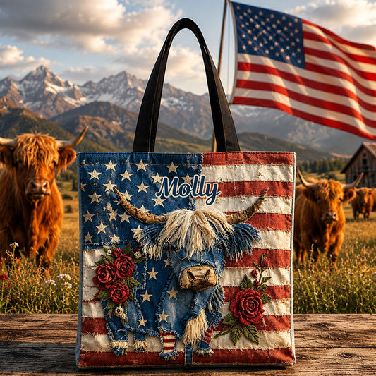 Sac fourre-tout Highland Cow avec motif - Sac fourre-tout Highland Cow personnalisé