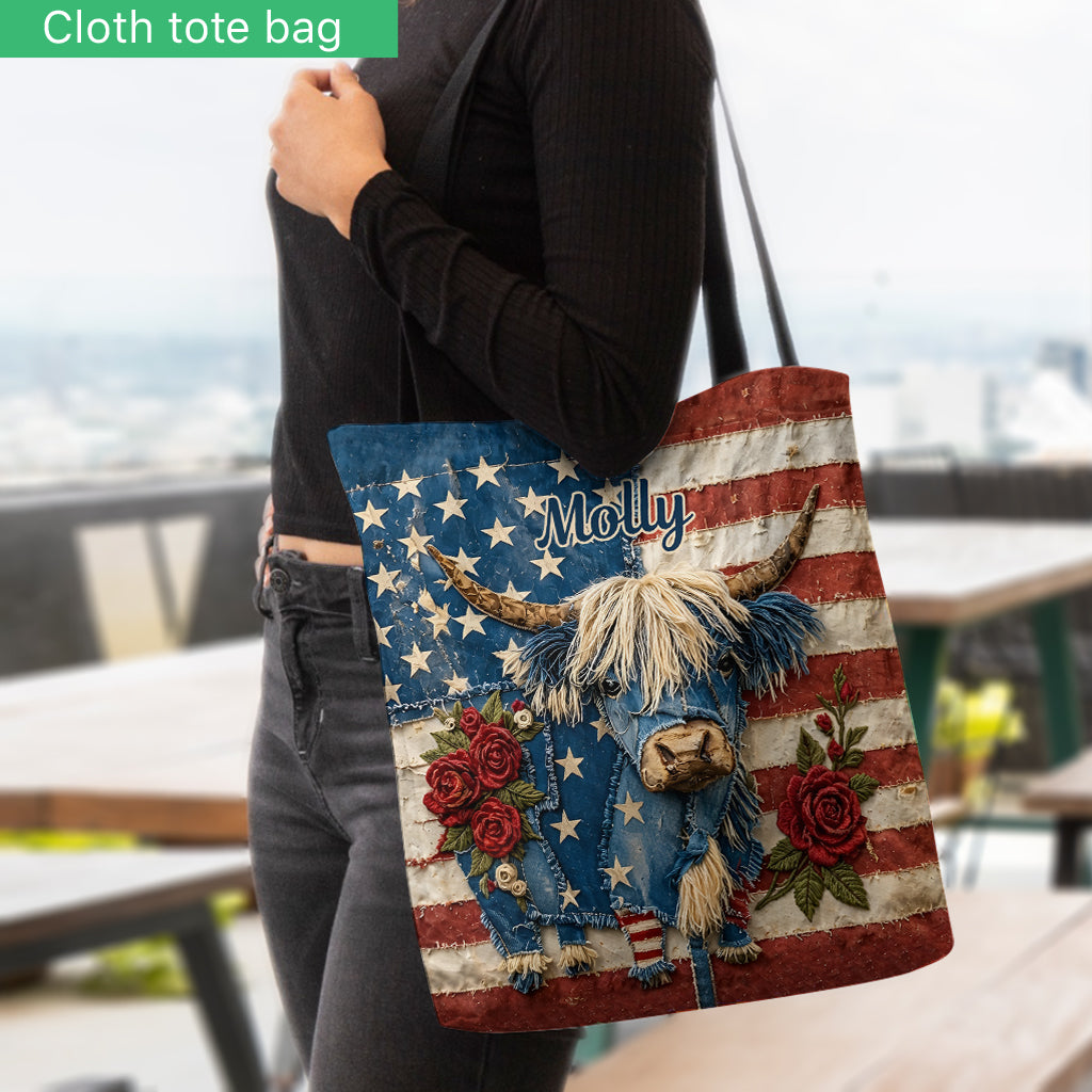 Sac fourre-tout Highland Cow avec motif - Sac fourre-tout Highland Cow personnalisé