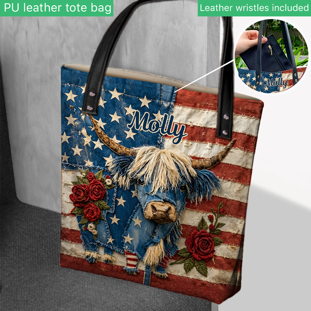 Sac fourre-tout Highland Cow avec motif - Sac fourre-tout Highland Cow personnalisé