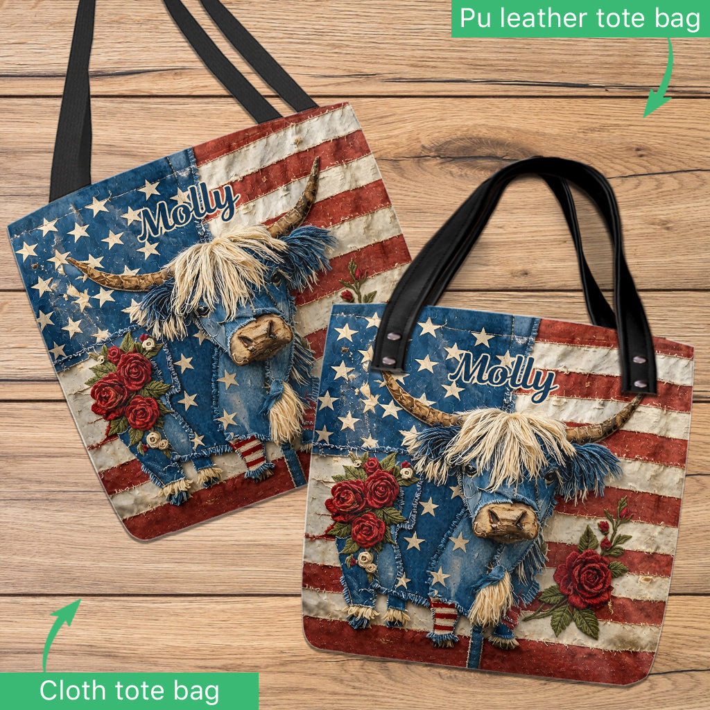 Sac fourre-tout Highland Cow avec motif - Sac fourre-tout Highland Cow personnalisé