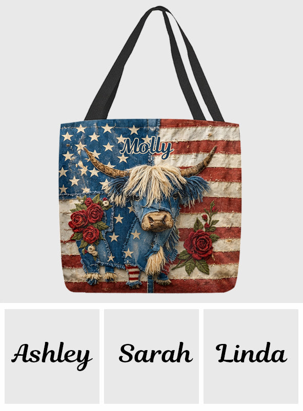Sac fourre-tout Highland Cow avec motif - Sac fourre-tout Highland Cow personnalisé