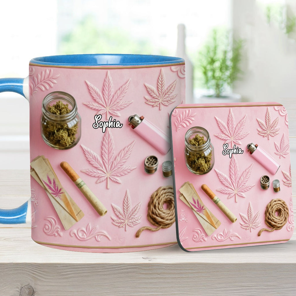 Feuilles Magiques - Mug et sous-verre personnalisés avec motif de mauvaises herbes