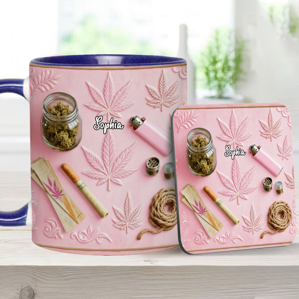 Feuilles Magiques - Mug et sous-verre personnalisés avec motif de mauvaises herbes