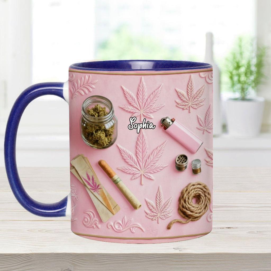Feuilles Magiques - Mug et sous-verre personnalisés avec motif de mauvaises herbes