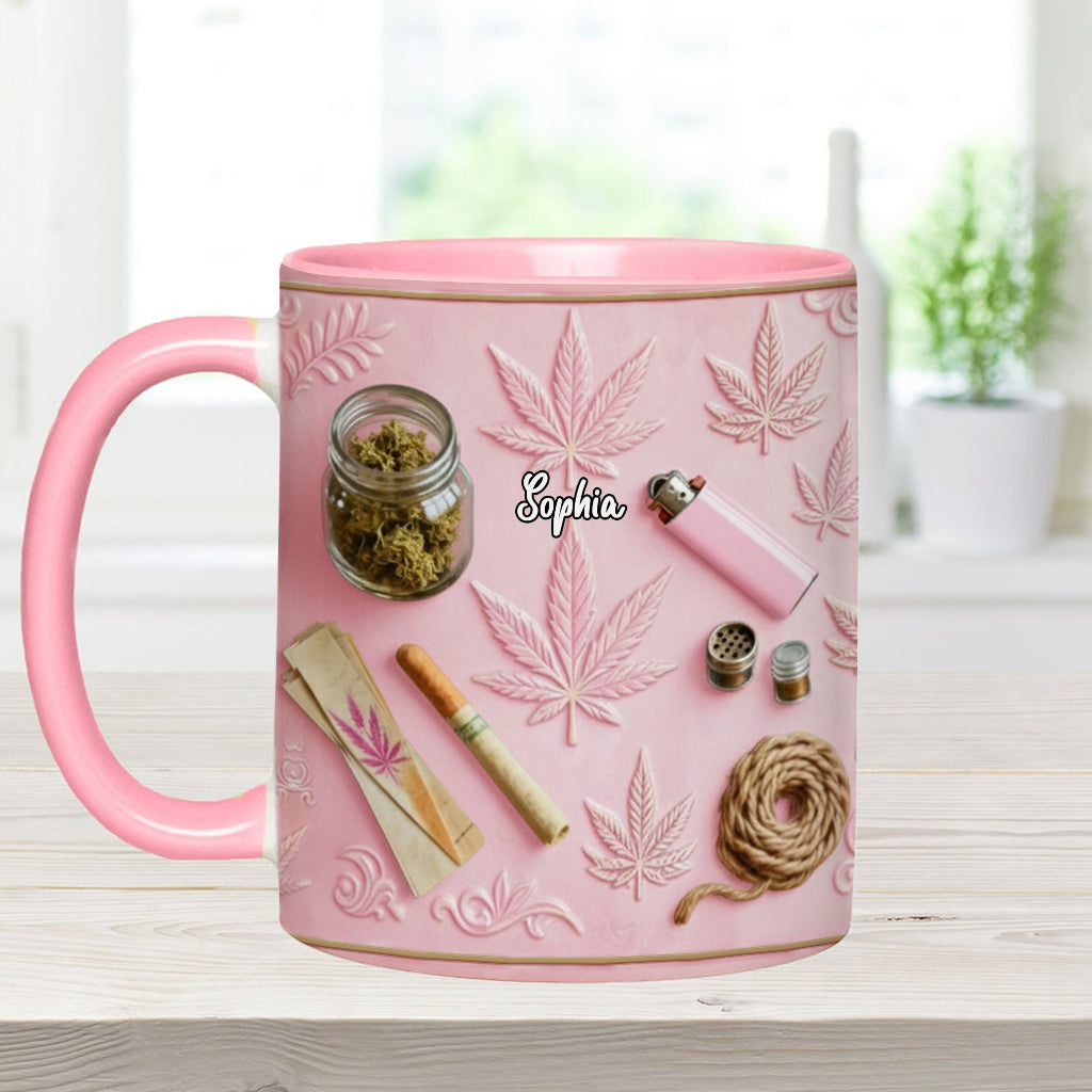Feuilles Magiques - Mug et sous-verre personnalisés avec motif de mauvaises herbes