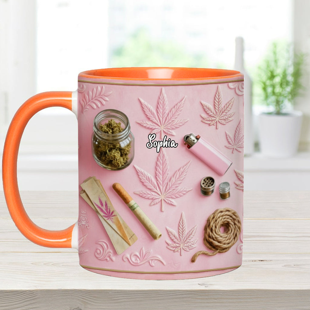 Feuilles Magiques - Mug et sous-verre personnalisés avec motif de mauvaises herbes