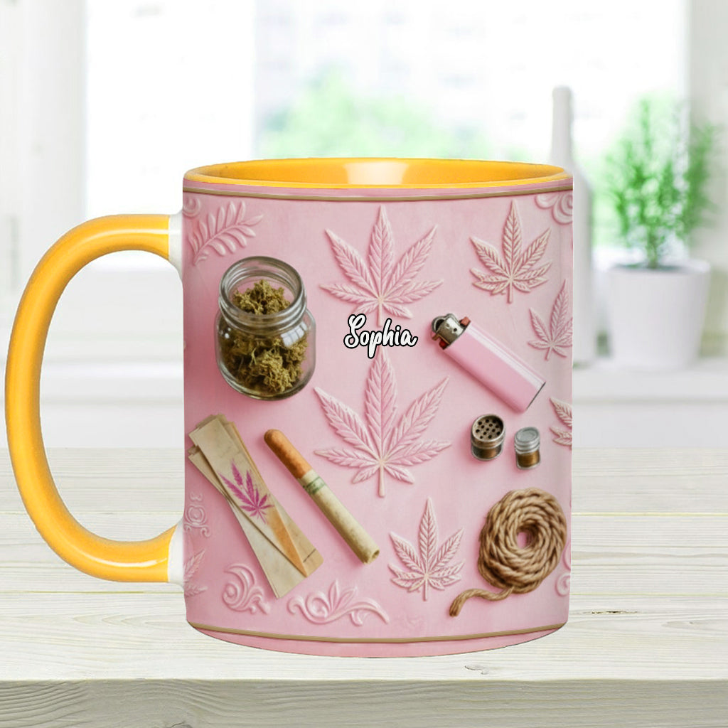 Feuilles Magiques - Mug et sous-verre personnalisés avec motif de mauvaises herbes