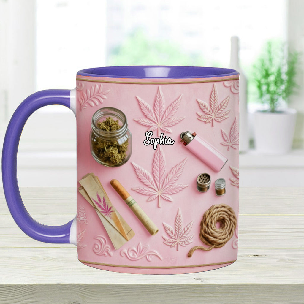 Feuilles Magiques - Mug et sous-verre personnalisés avec motif de mauvaises herbes