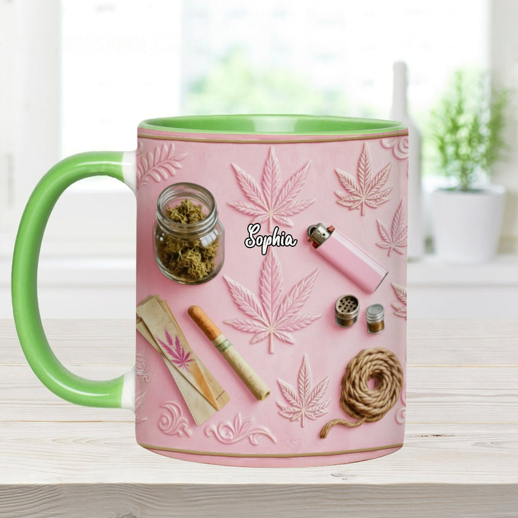 Feuilles Magiques - Mug et sous-verre personnalisés avec motif de mauvaises herbes