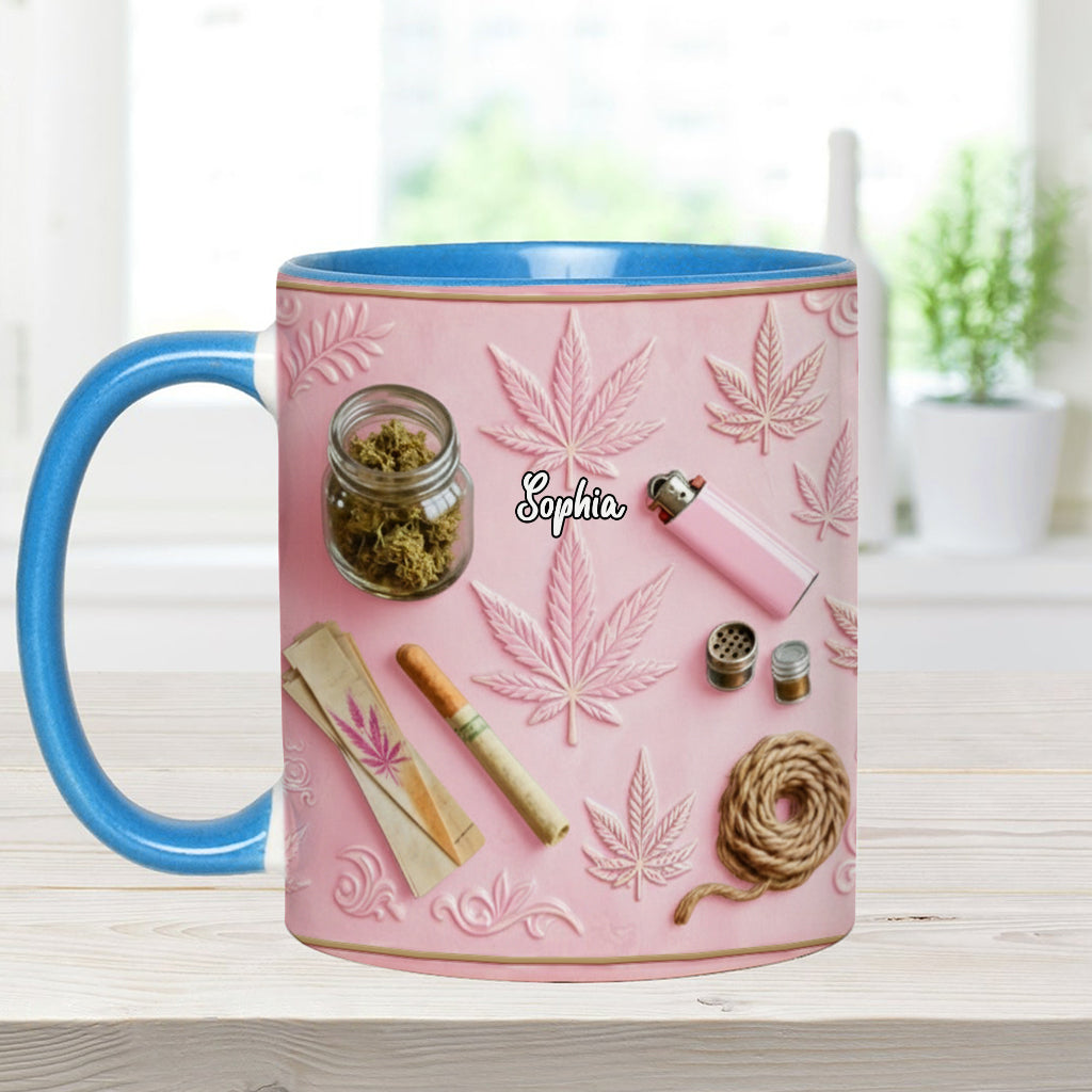 Feuilles Magiques - Mug et sous-verre personnalisés avec motif de mauvaises herbes