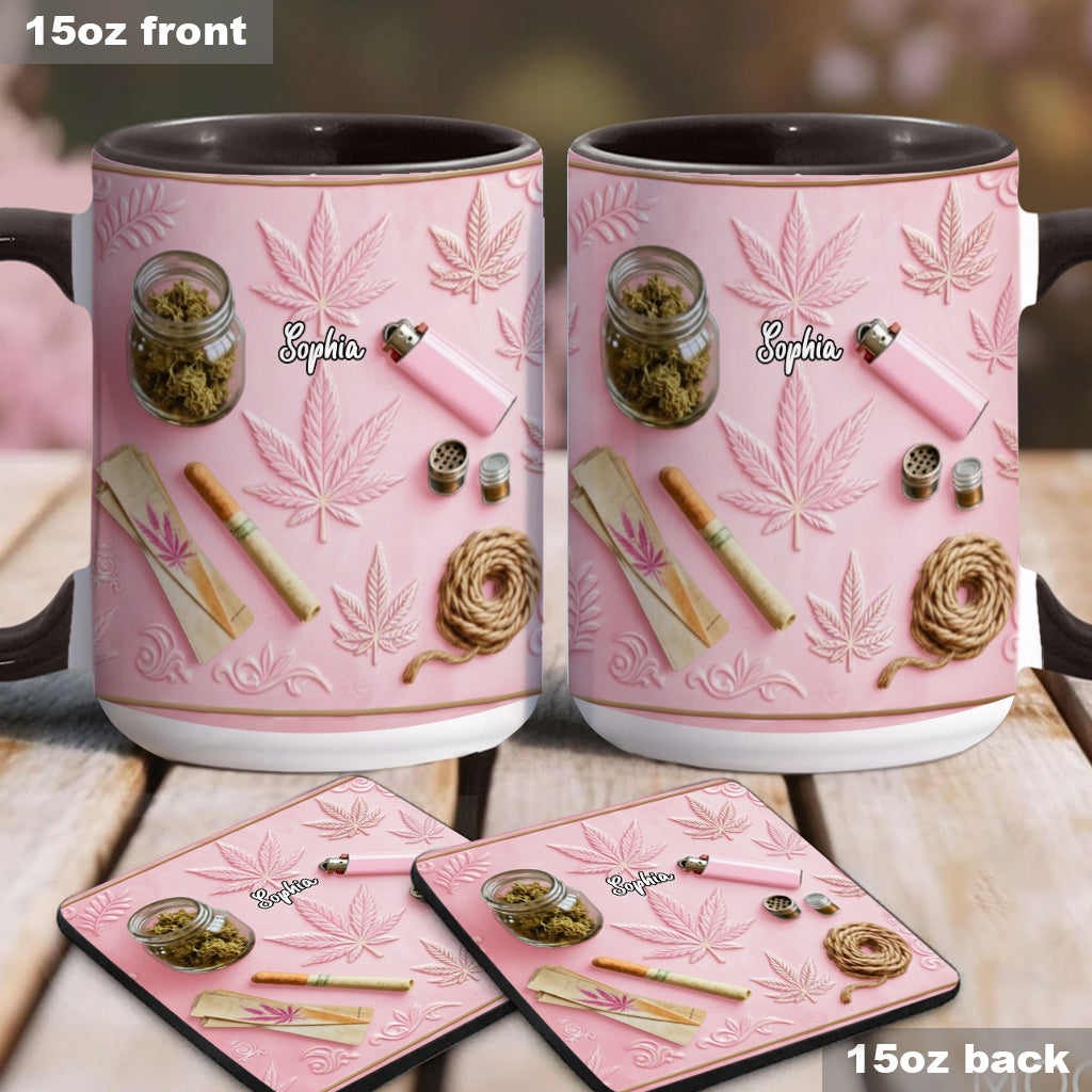Feuilles Magiques - Mug et sous-verre personnalisés avec motif de mauvaises herbes