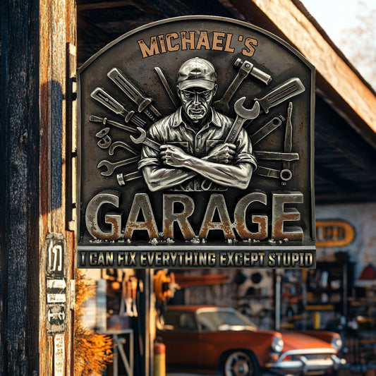 Je peux tout réparer - Panneau métallique personnalisé découpé par un mécanicien
