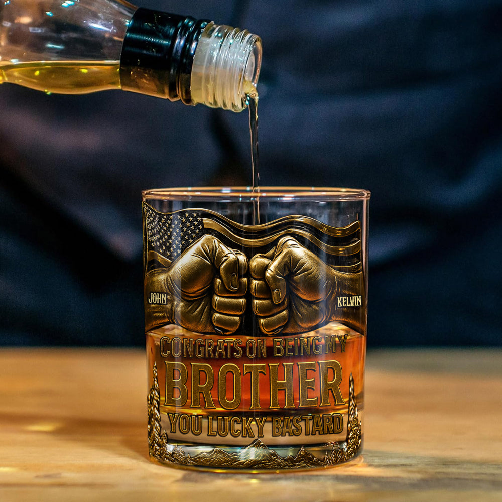 Félicitations pour être mon frère ! Carafe à whisky personnalisée avec verre à whisky.
