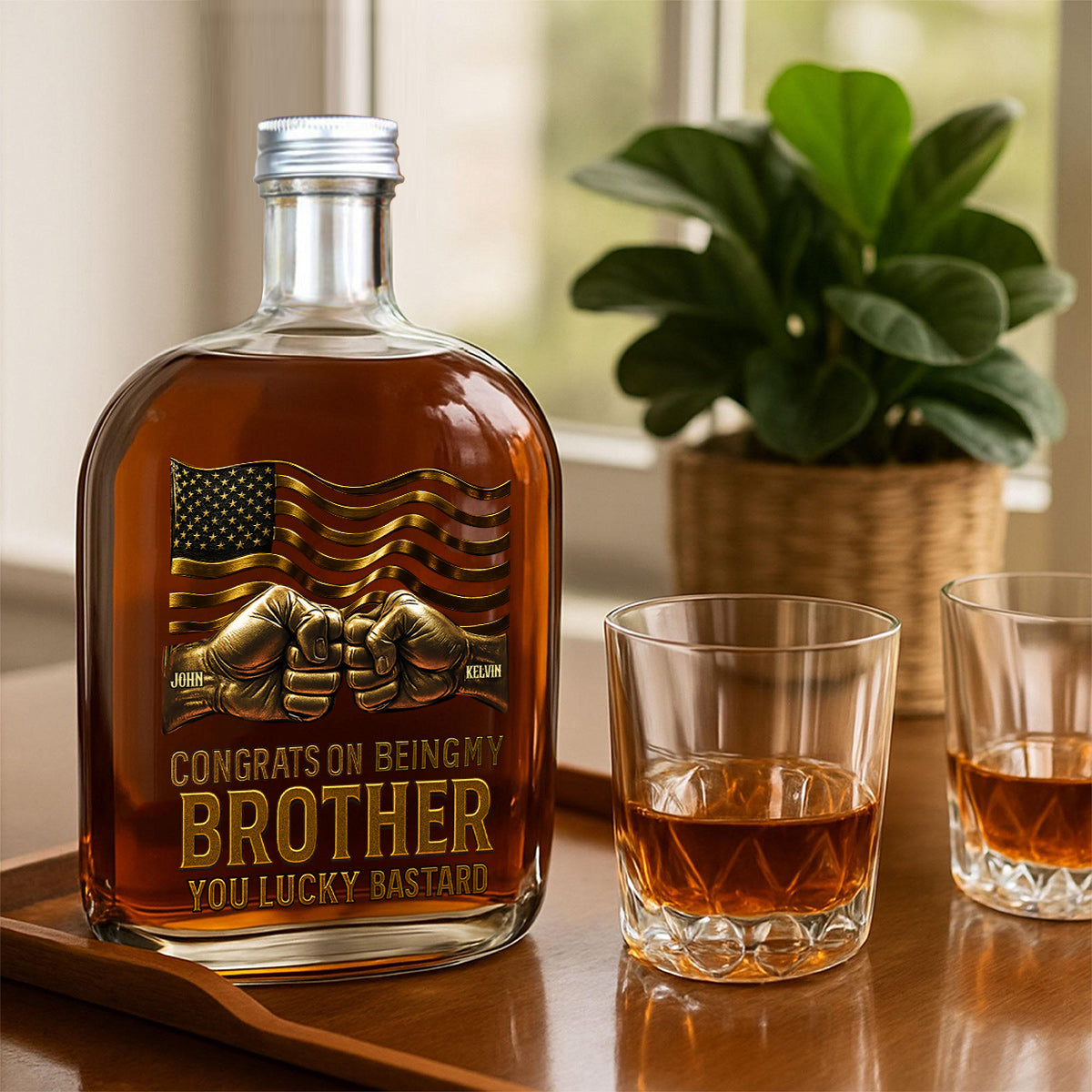 Félicitations pour être mon frère ! – Bouteille de vin personnalisée pour frère/sœur