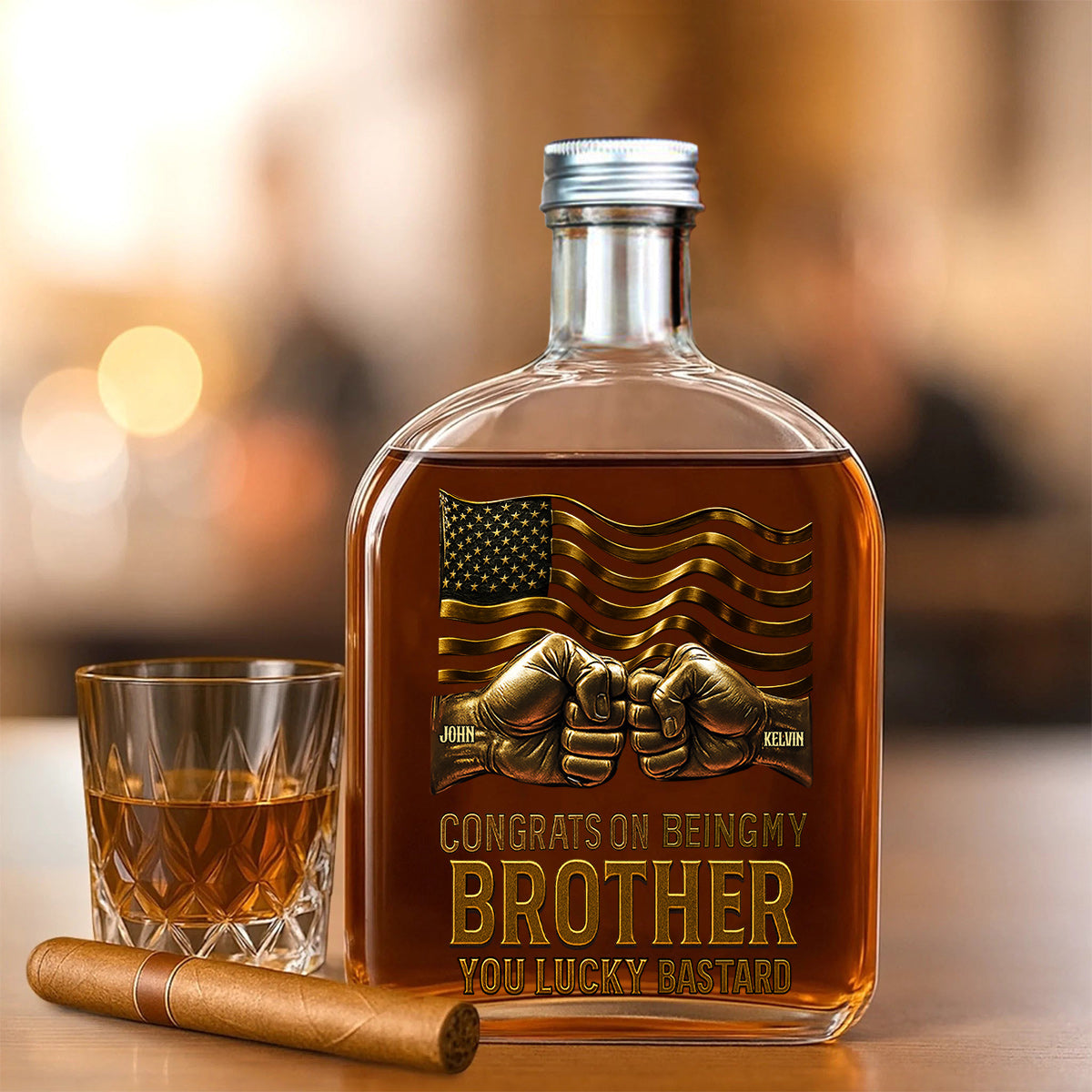 Félicitations pour être mon frère ! – Bouteille de vin personnalisée pour frère/sœur