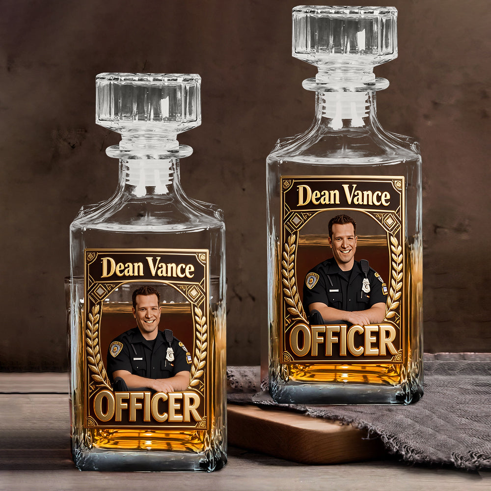 Photo Personnalisée - Ensemble de Décanteur de Whisky Policier