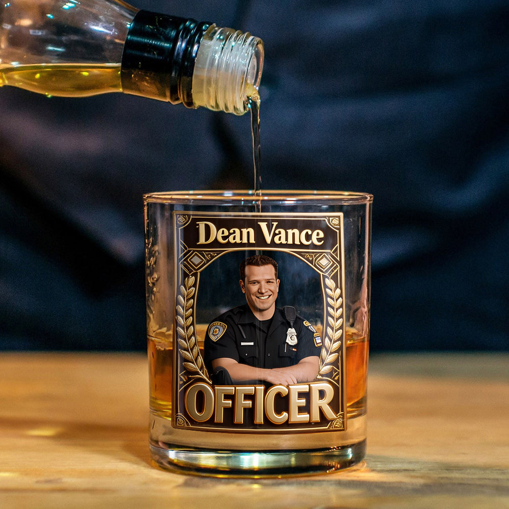 Photo Personnalisée - Ensemble de Décanteur de Whisky Policier
