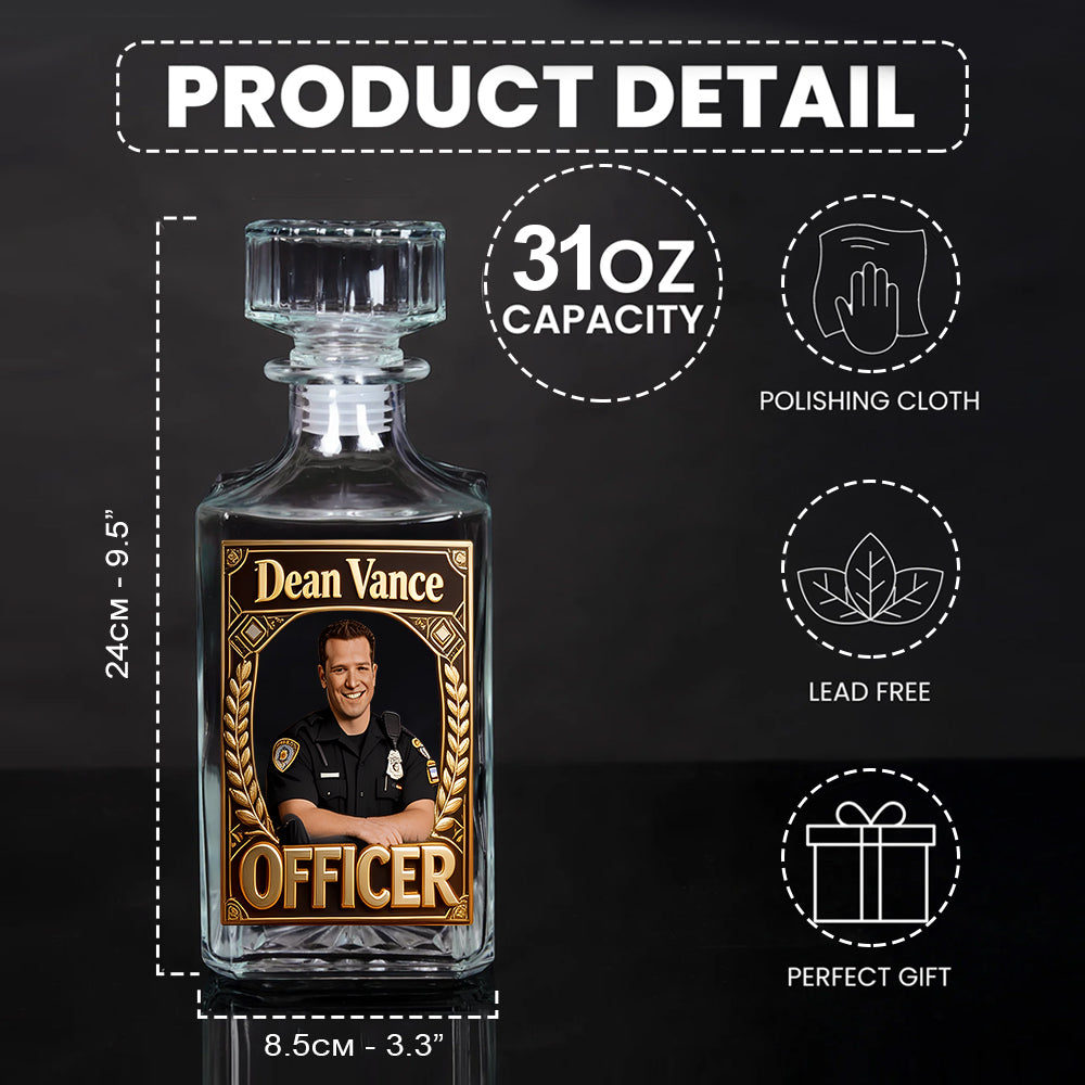 Photo Personnalisée - Ensemble de Décanteur de Whisky Policier