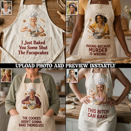 Shut The Fucupcakes - Tablier de Cuisine Personnalisé avec Poches