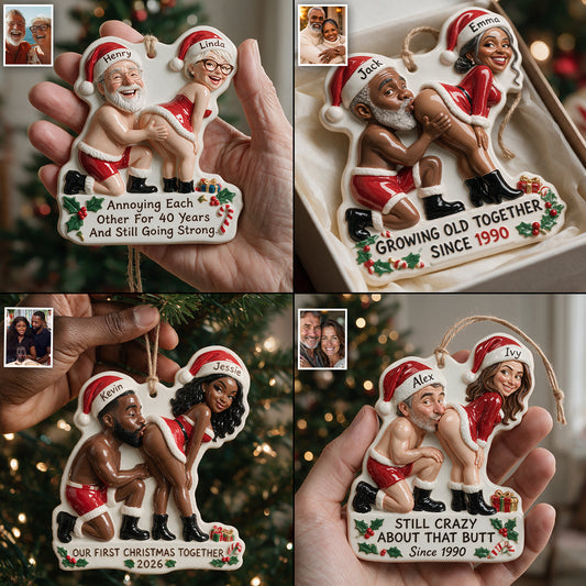 Ho Ho Holy Cheeks! - Personalized Spicy Couple Premium 3D Ornament
