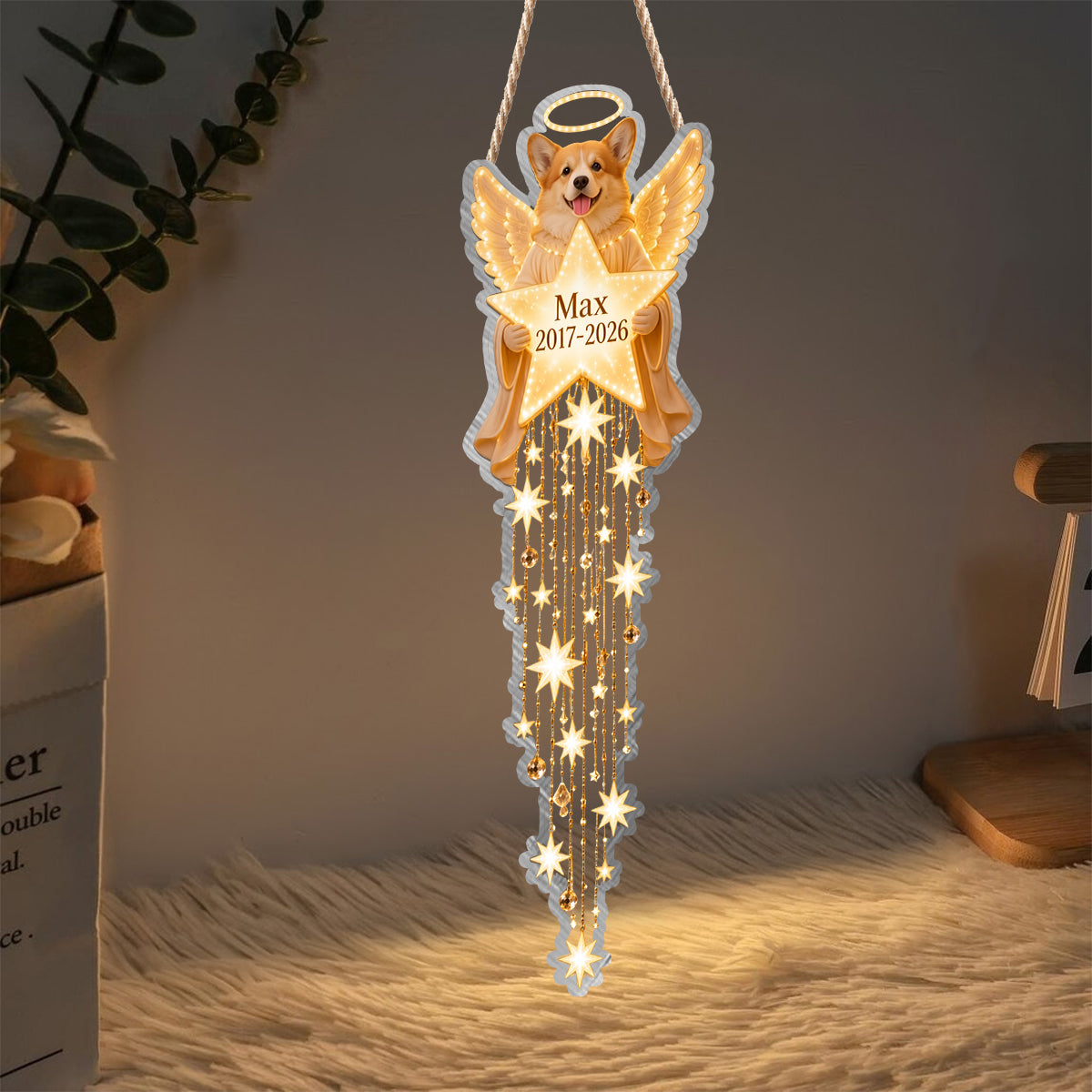 Dog Memorial Angel Star Light - Personalized Dog LED Light Acrylic Sign