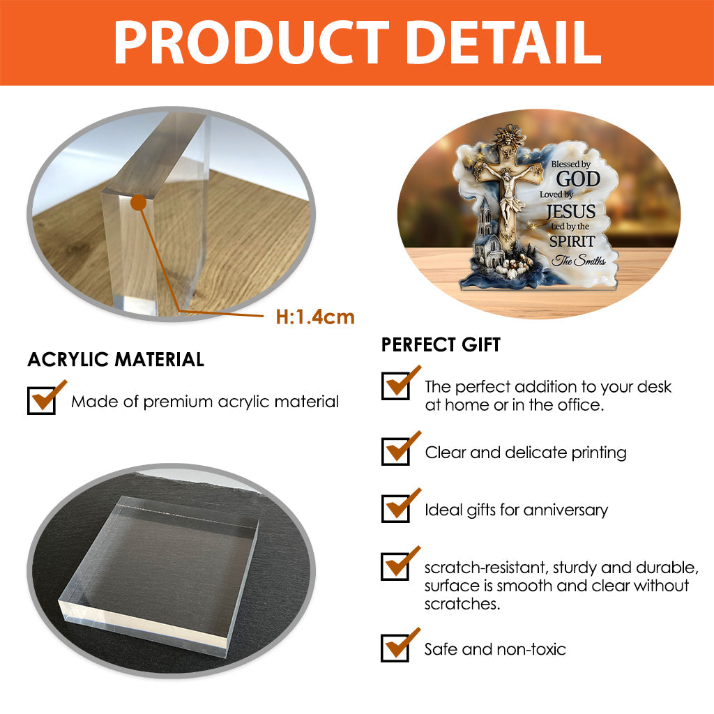 Béni par Dieu - Plaque acrylique chrétienne personnalisée en forme sur mesure