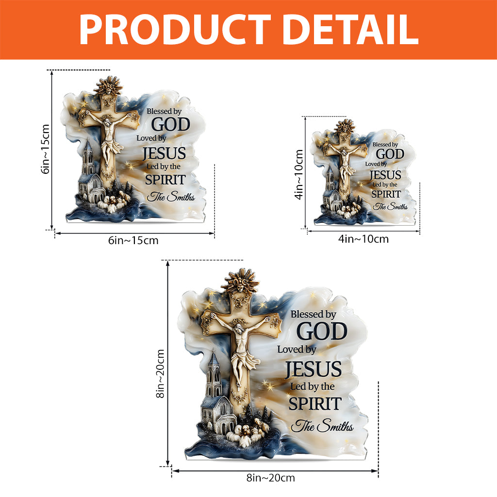 Béni par Dieu - Plaque acrylique chrétienne personnalisée en forme sur mesure