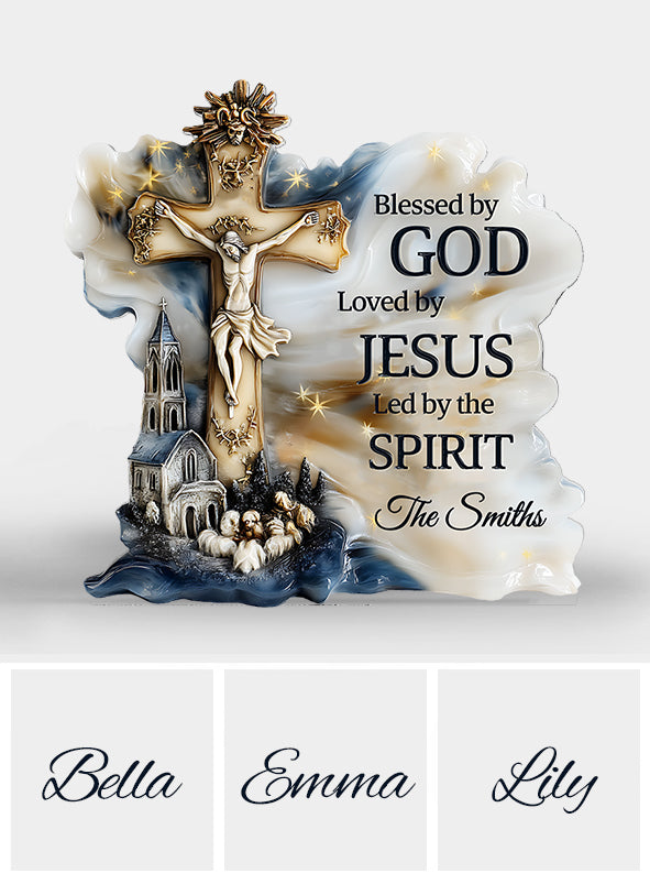 Béni par Dieu - Plaque acrylique chrétienne personnalisée en forme sur mesure