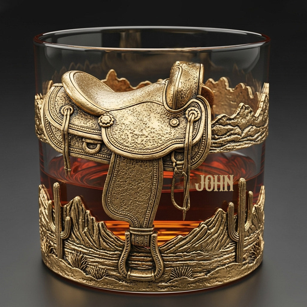 Fer à cheval et selle - Coffret carafe à whisky personnalisée sur le thème du cheval