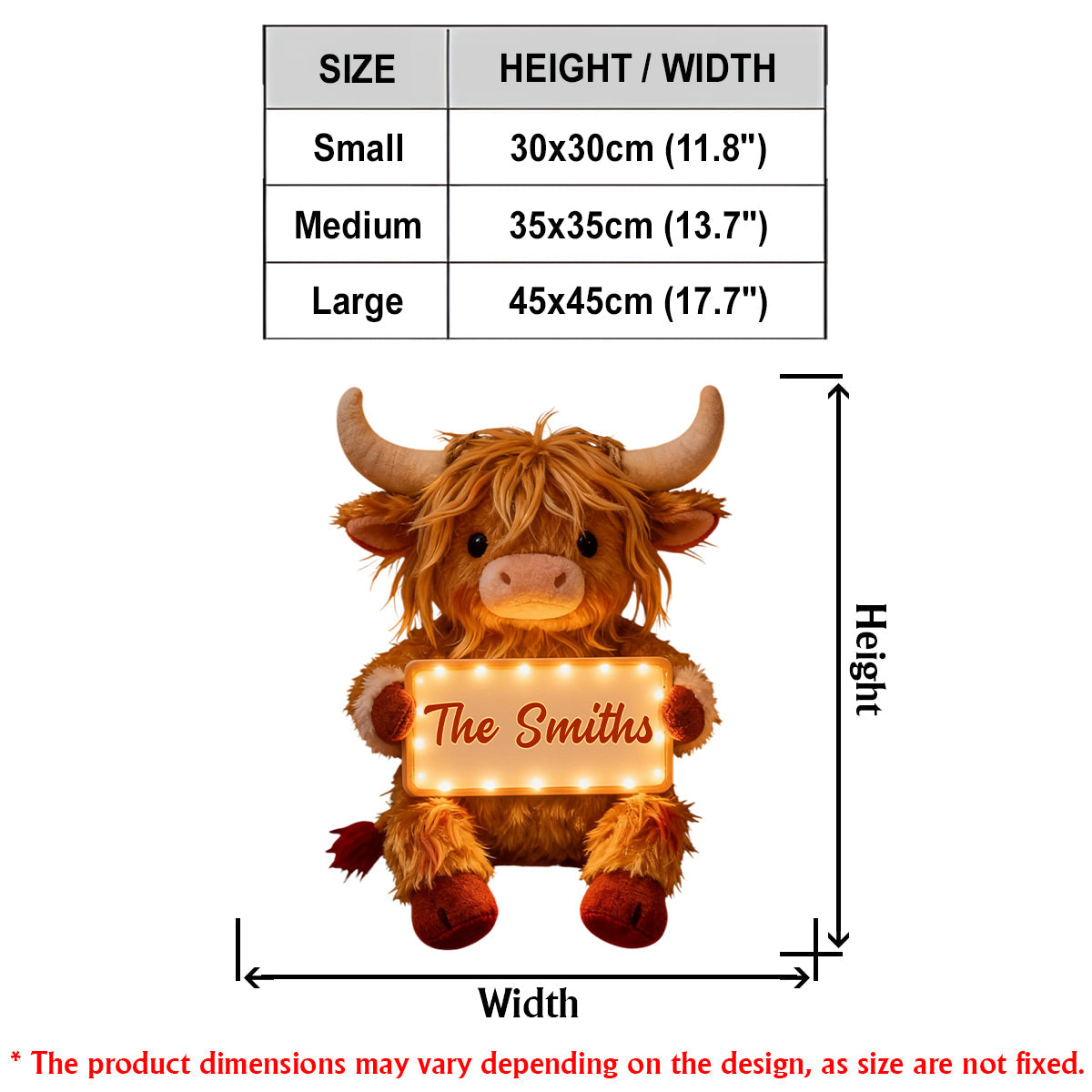 « Home Sweet Home » - Panneau lumineux LED personnalisé représentant une vache des Highlands en acrylique