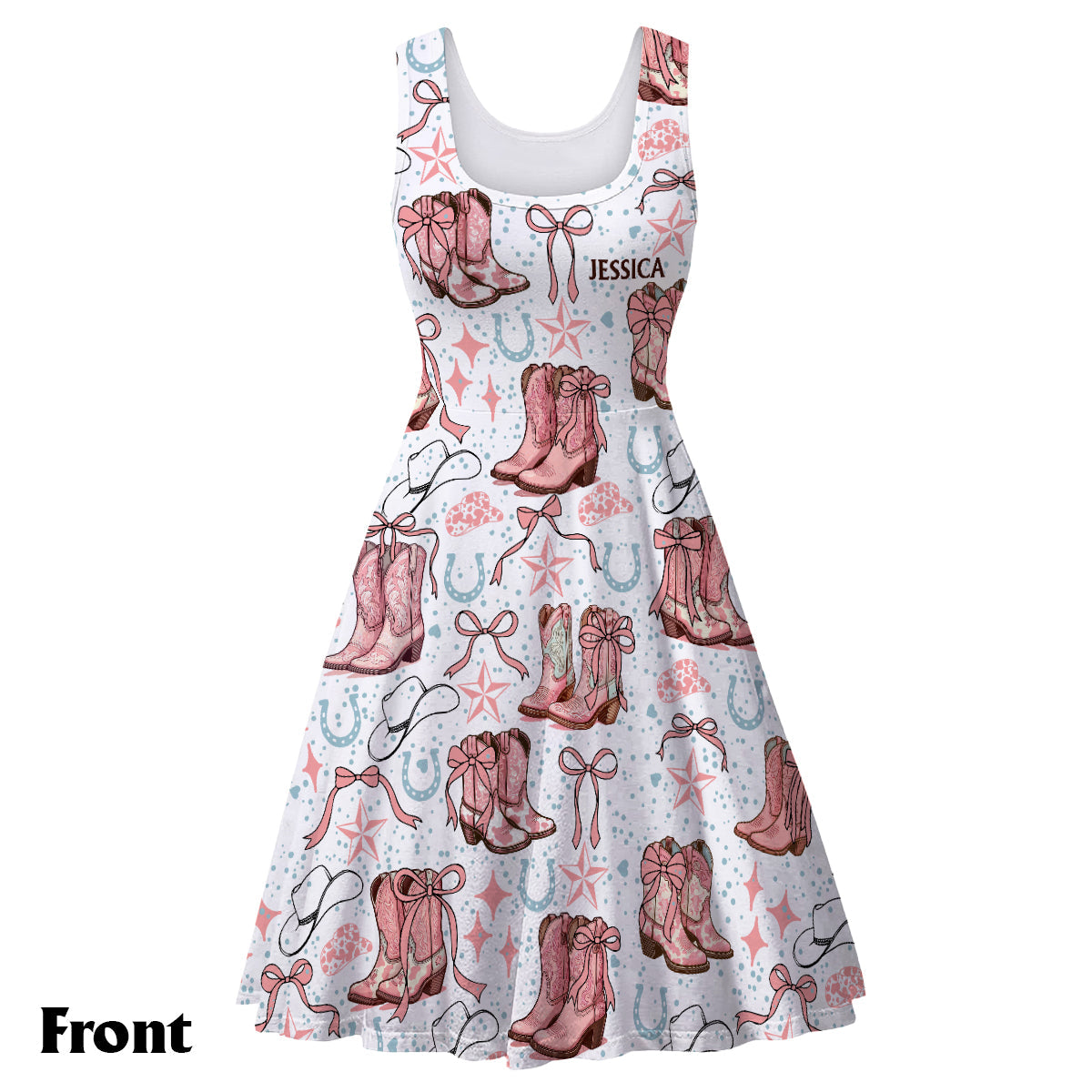 Bottes et nœuds de cowgirl Coquette - Robe de cowgirl sans manches personnalisée