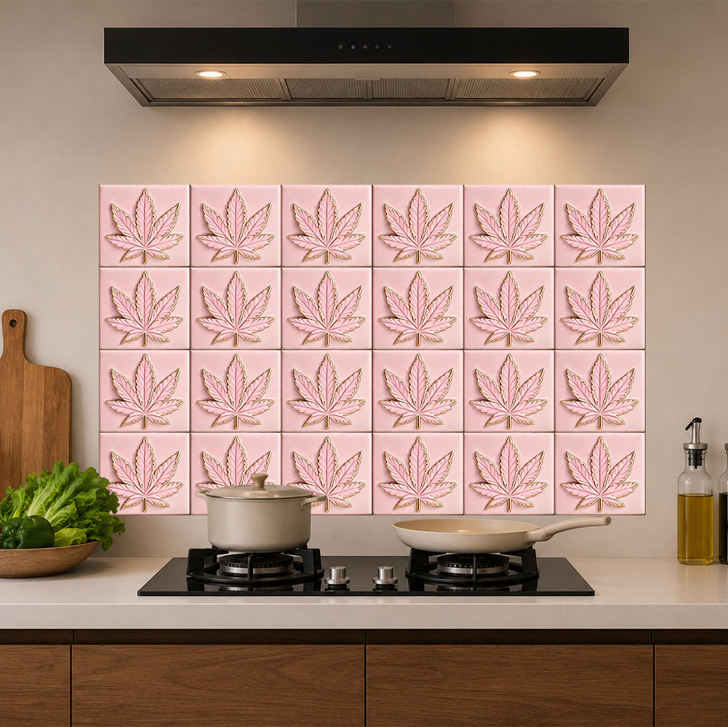 Magic Green Pink Leaf - Personalized Weed Wall Decal