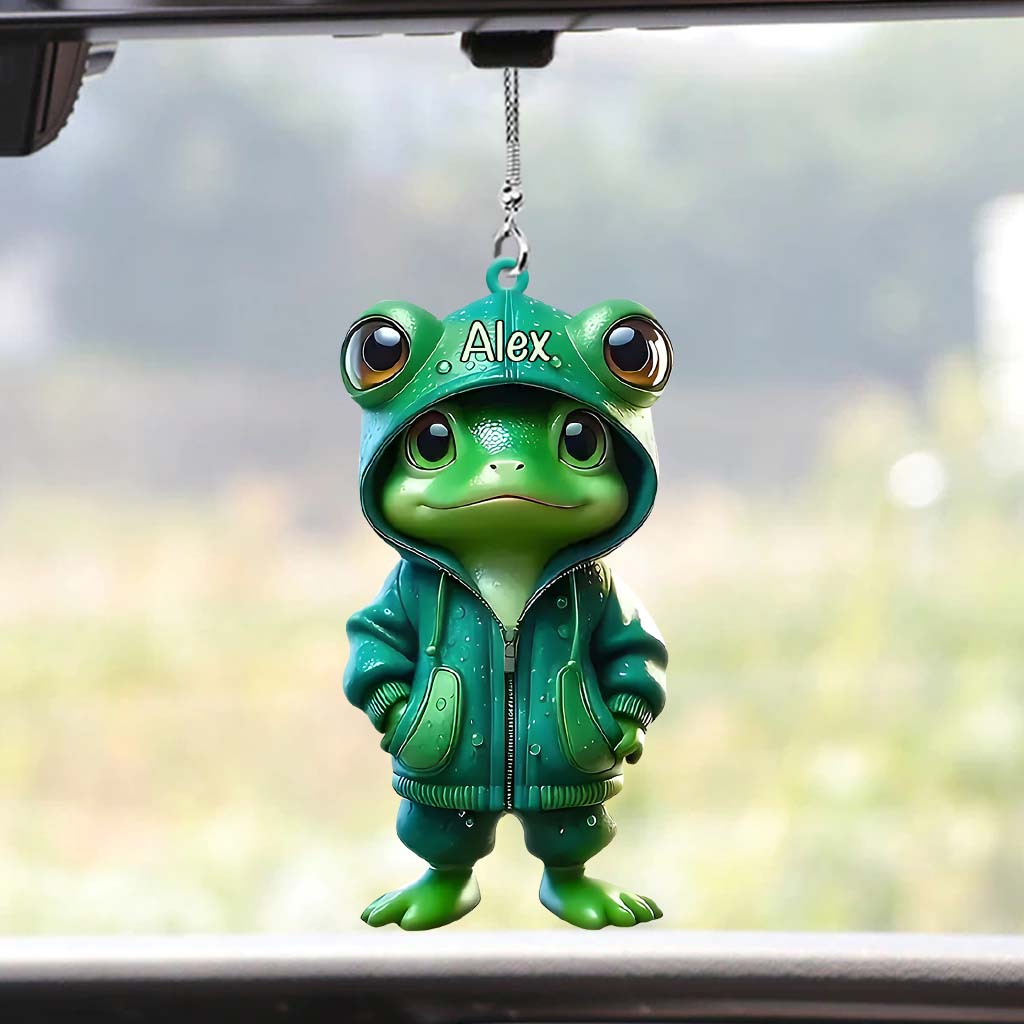 Grenouille verte mignonne - Ornement de voiture grenouille personnalisé