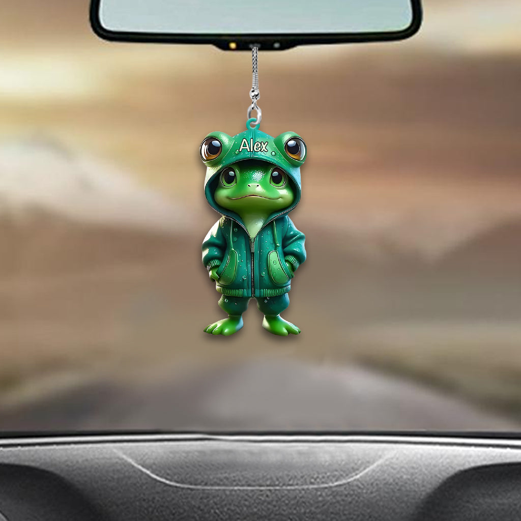 Grenouille verte mignonne - Ornement de voiture grenouille personnalisé